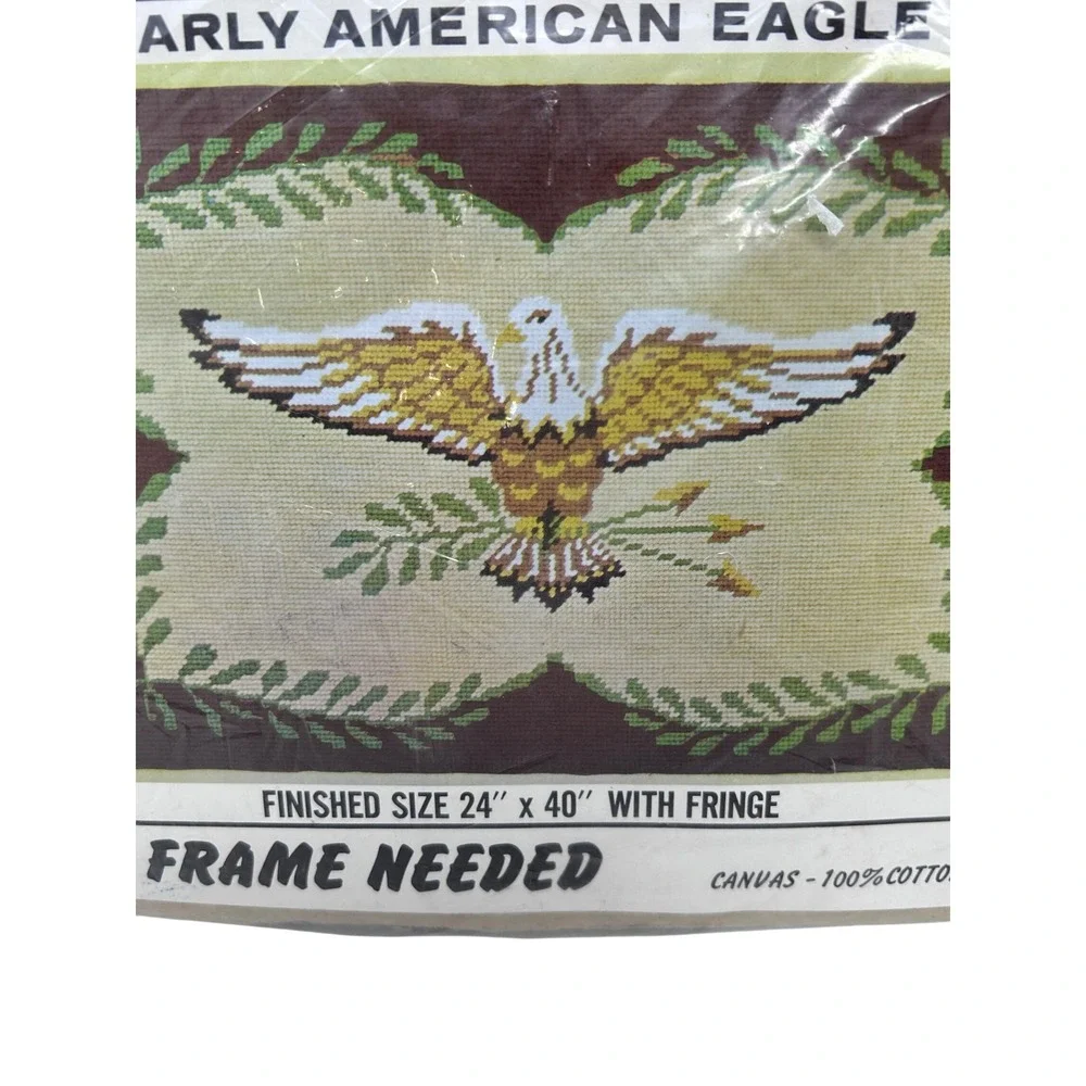 Vintage Early American Eagle Needlepoint Rug Kit No 695B Wall Hanging‎ 24x40 New